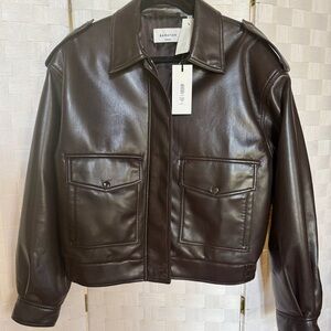 Aritzia Rich Brown Mocha Bomber Jacket NWT